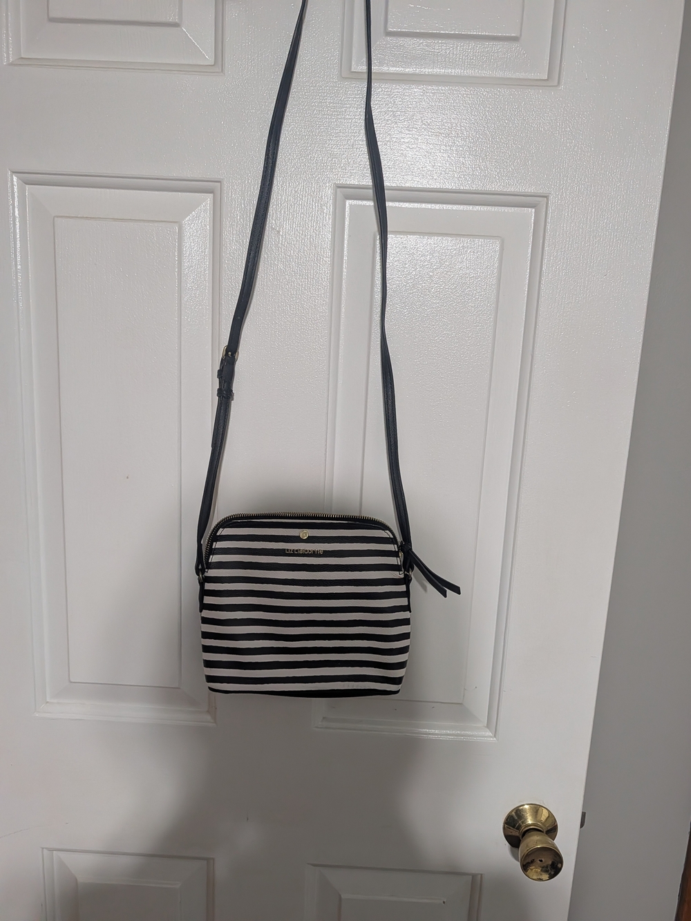 Striped Crossbody Bag in Black and White